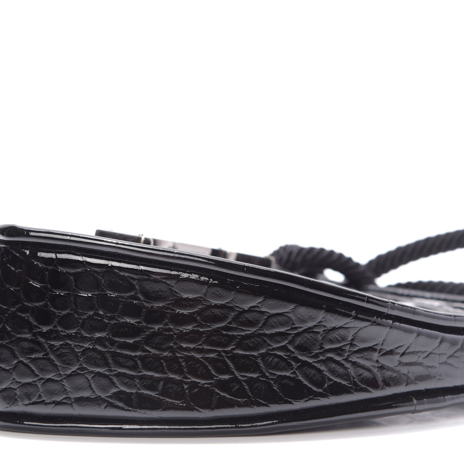 Saint Laurent Patent Crocodile Embossed Sac Coeur Heart Shaped Clutch Black 7 of 9