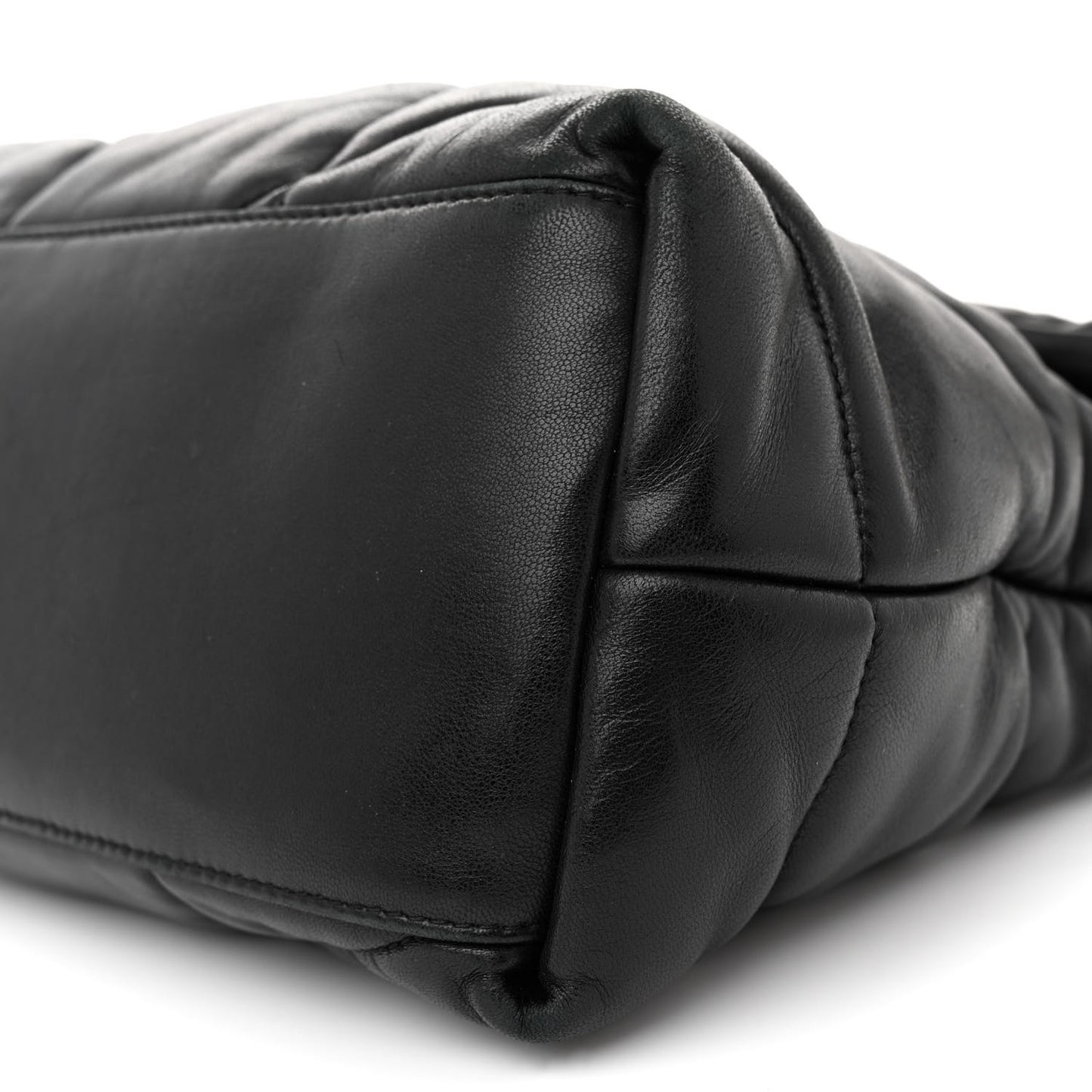 Lambskin Quilted Monogram Monochrome Medium Loulou Puffer Chain Satchel Black