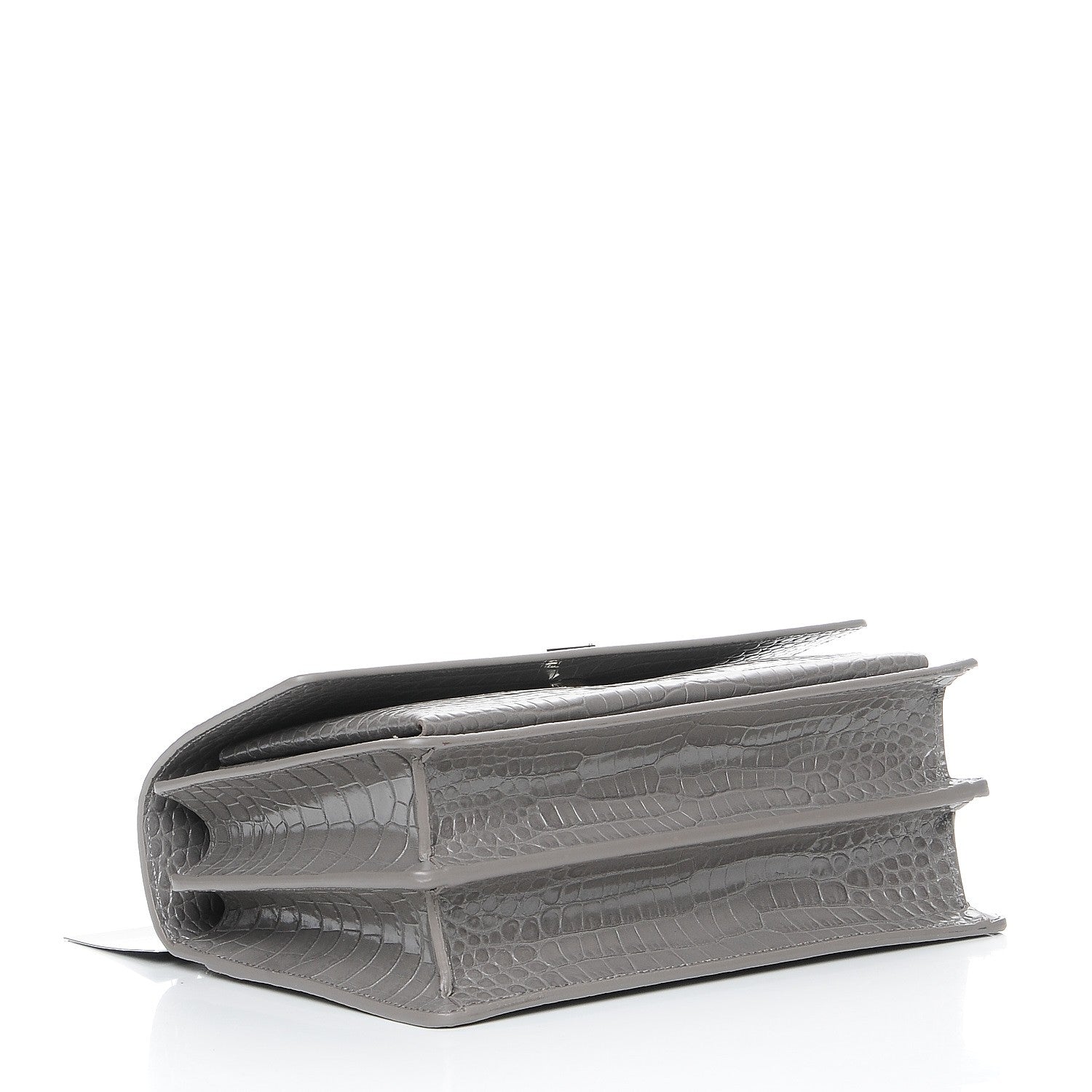 Saint Laurent Calfskin Crocodile Embossed Medium Monogram Sunset Fog 4 of 8
