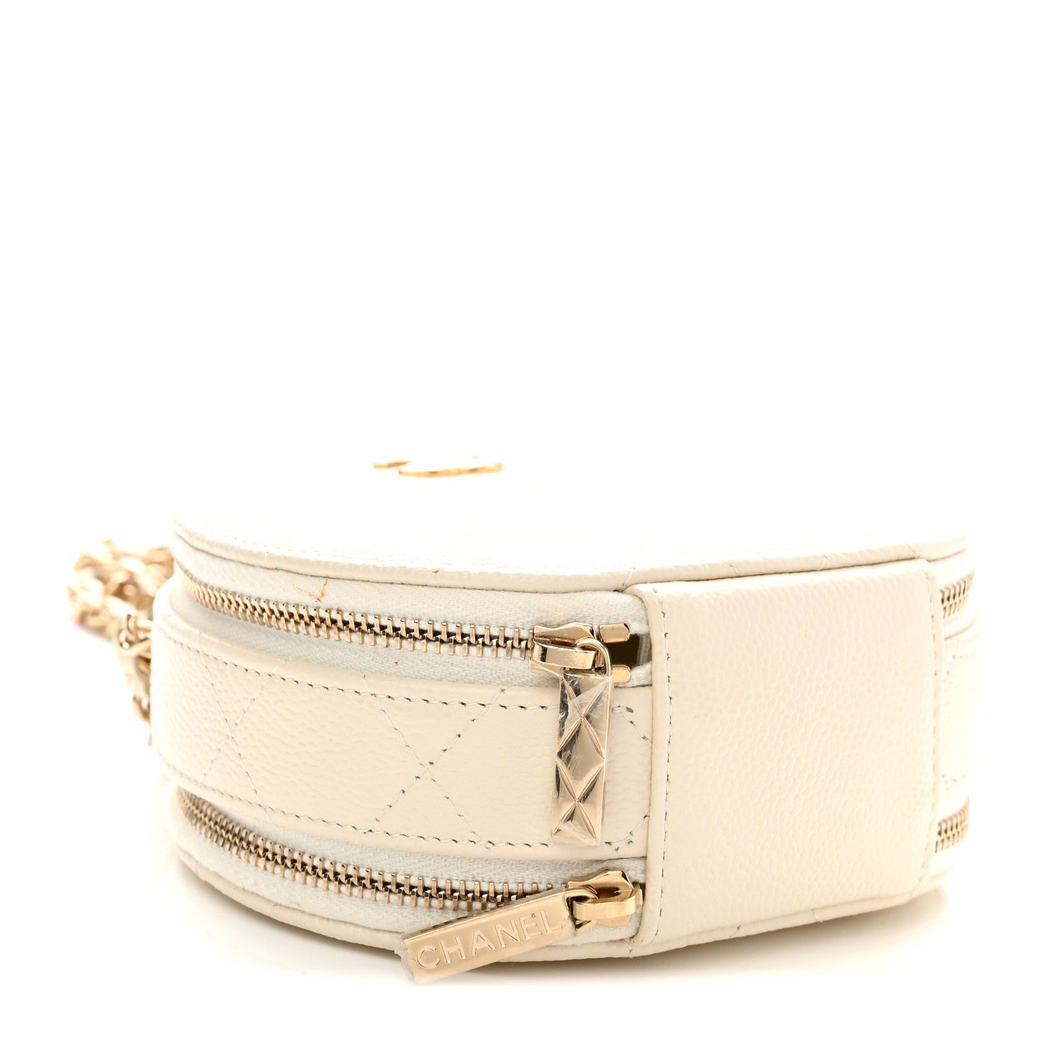 Chanel Caviar Quilted Round Handle With Care Vanity With Chain White 4 of 12