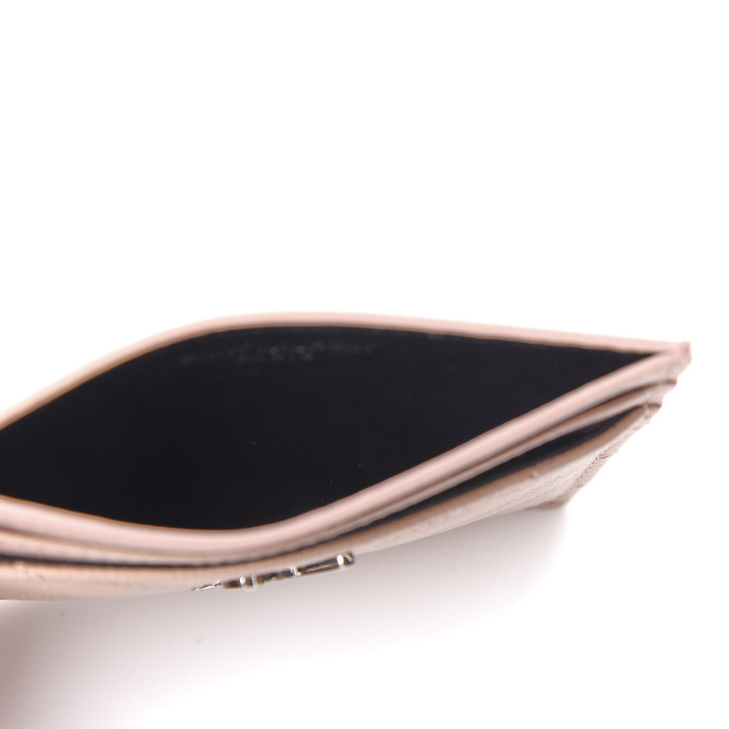 Grain De Poudre Matelasse Chevron Monogram Credit Card Case Pale Blush
