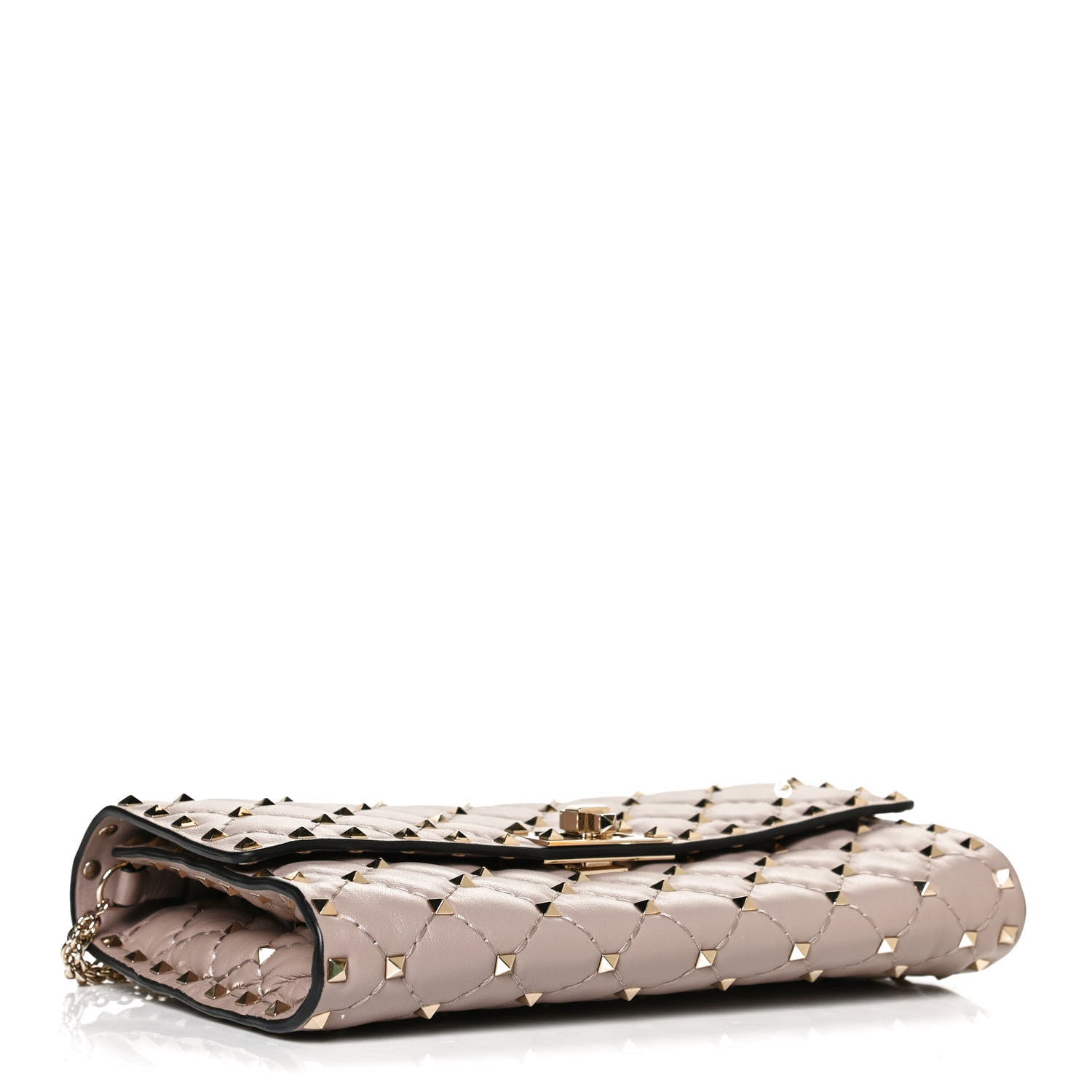 Valentino Garavani Lambskin Rockstud Spike Wallet on Chain Poudre 3 of 9