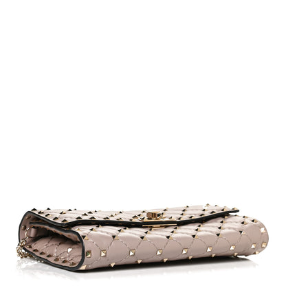 Valentino Garavani Lambskin Rockstud Spike Wallet on Chain Poudre 3 of 9