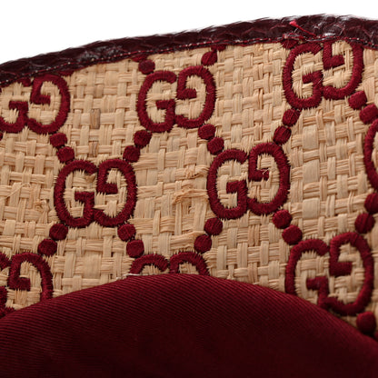 Gucci Raffia Elaphe GG Monogram Embroidered Afraa Visor M Ivory Bordeaux 12 of 12