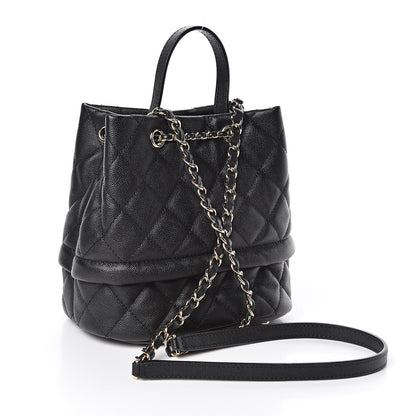 Chanel Caviar Quilted Large Rolled Up Bucket Drawstring Bag Black 3 of 11