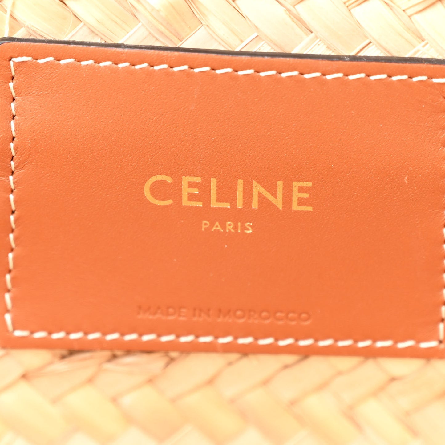 Raffia Calfskin Triomphe Medium Panier Tan
