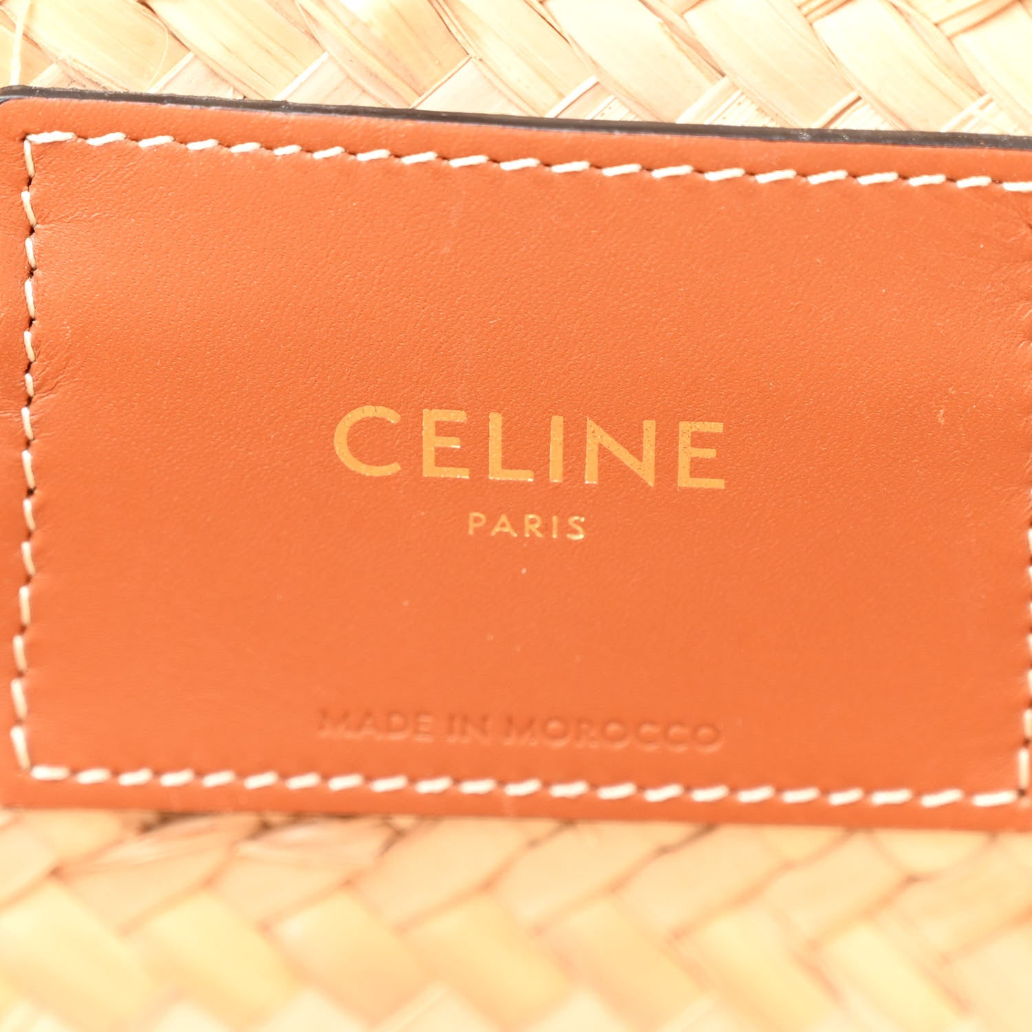 Celine Raffia Calfskin Triomphe Medium Panier Tan 6 of 9