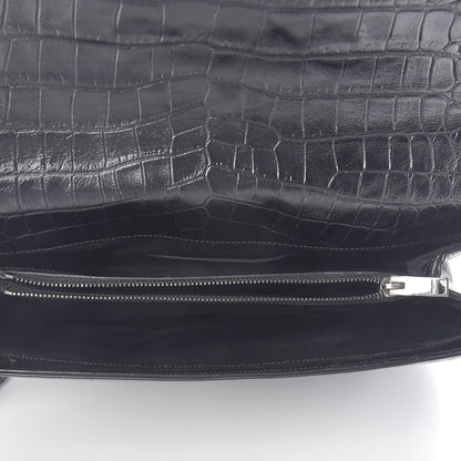 Saint Laurent Calfskin Crocodile Embossed Monogram Large College Satchel Black 5 of 11