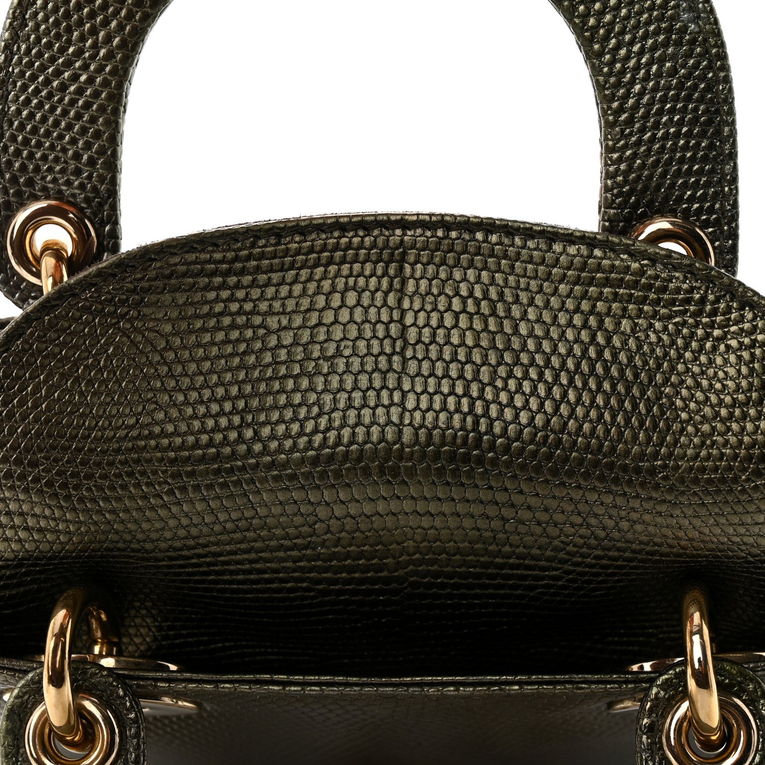 Christian Dior Metallic Lizard Mini Lady Dior Green 10 of 13