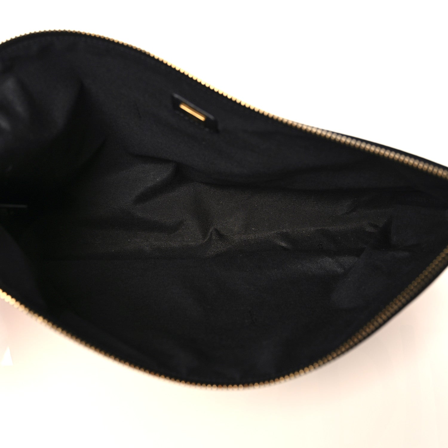 Fendi Vitello Fluffy Grace Logo Embossed Large Flat Pouch Rosa Quarzo Black 5 of 11