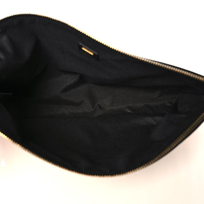 Fendi Vitello Fluffy Grace Logo Embossed Large Flat Pouch Rosa Quarzo Black 5 of 11