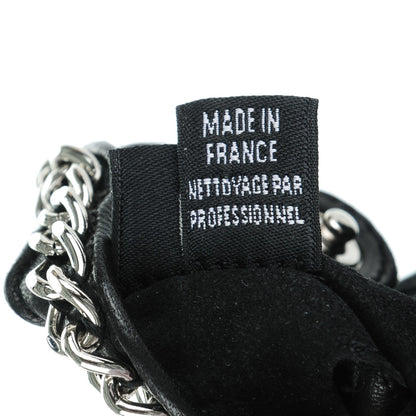 Chanel Lambskin Perforated Fingerless Chain CC Gloves 7.5 Black 7 of 10