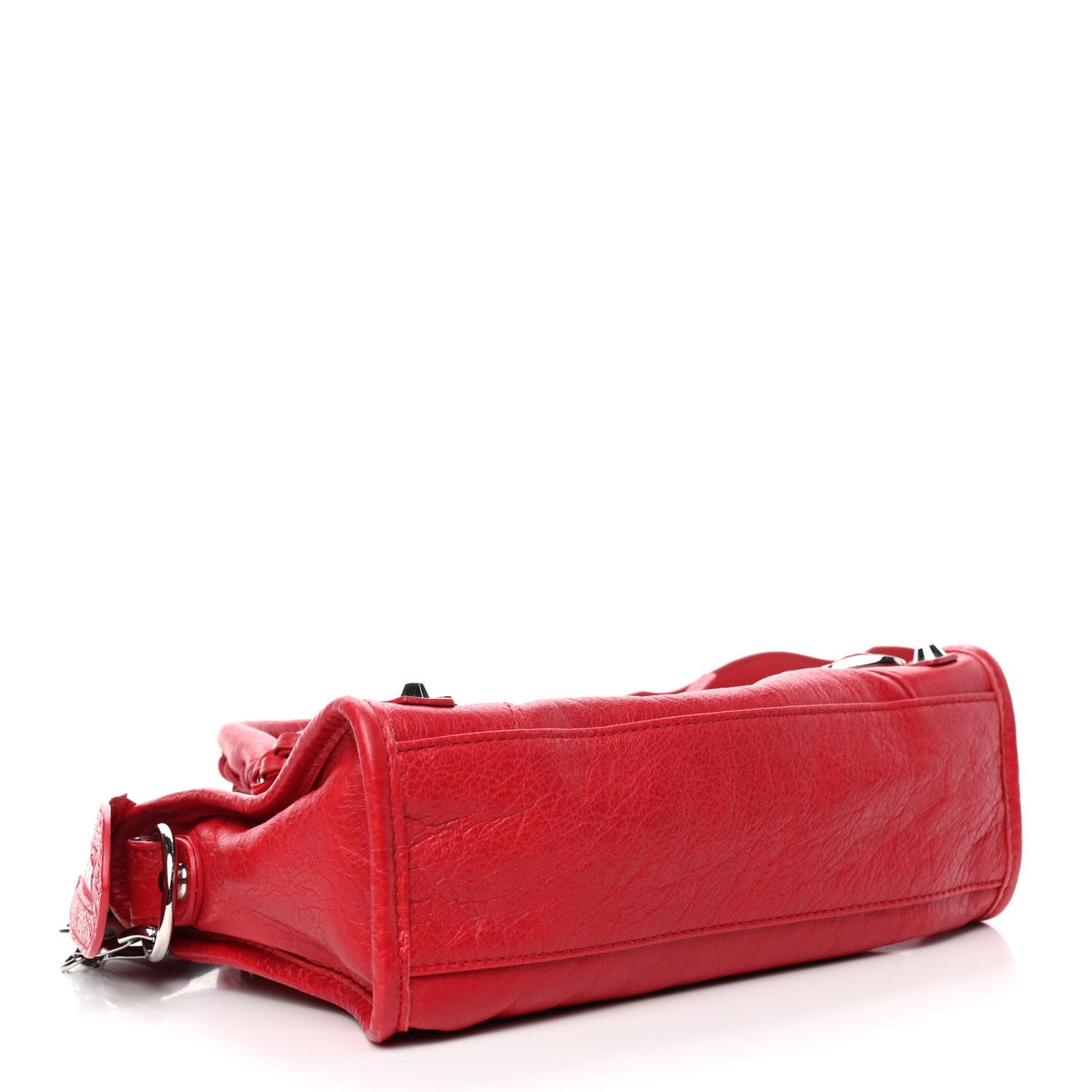 Agneau Classic Silver Hardware Mini City Logo Strap Red Black