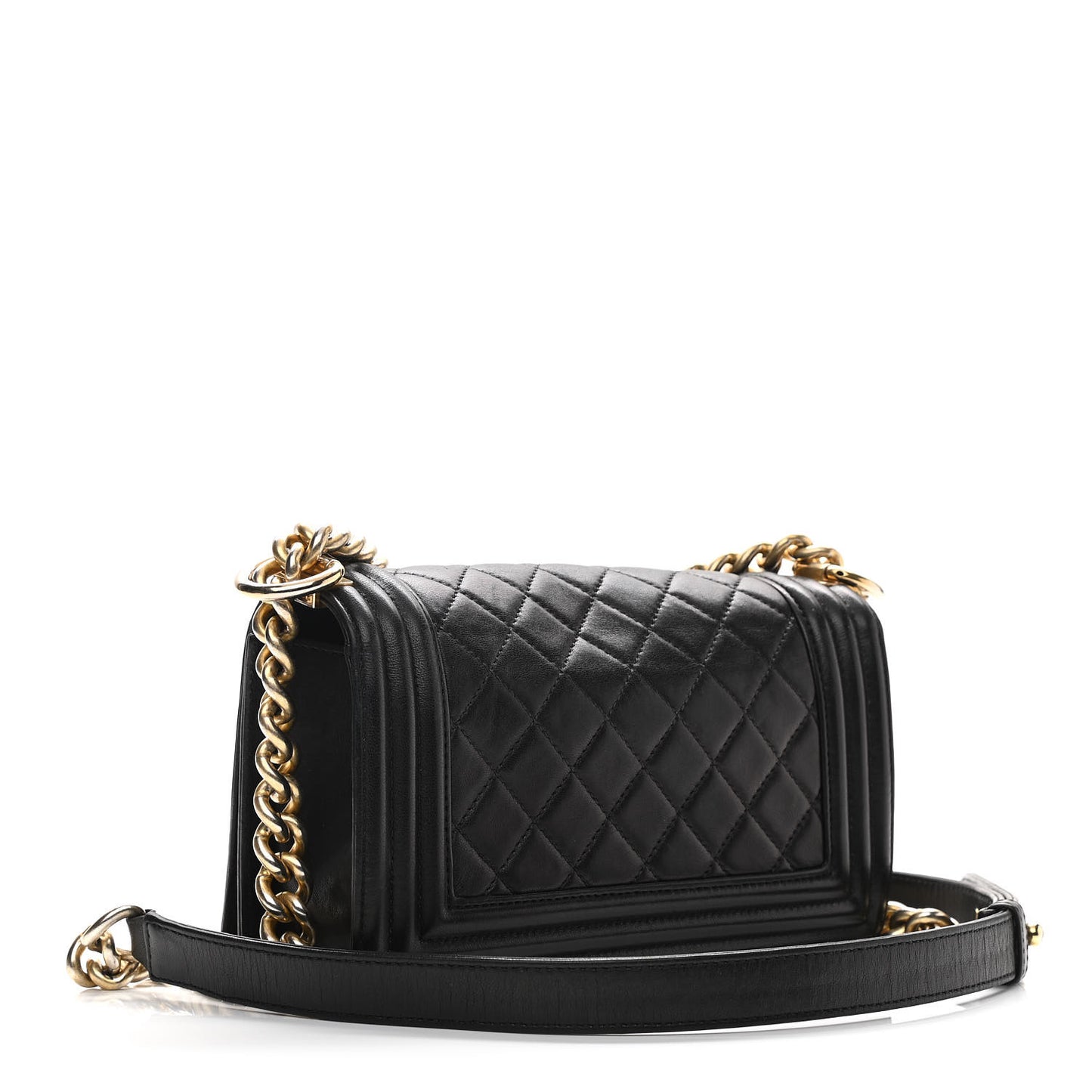 Lambskin Quilted Small Boy Flap Black