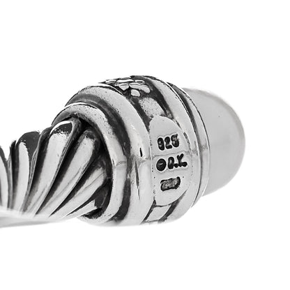 David Yurman Sterling Silver Diamond Pearl 7mm Cable Classics Bracelet 3 of 4