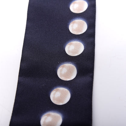 Chanel Silk Pearl CC Slim Bandeau Scarf Navy 4 of 4