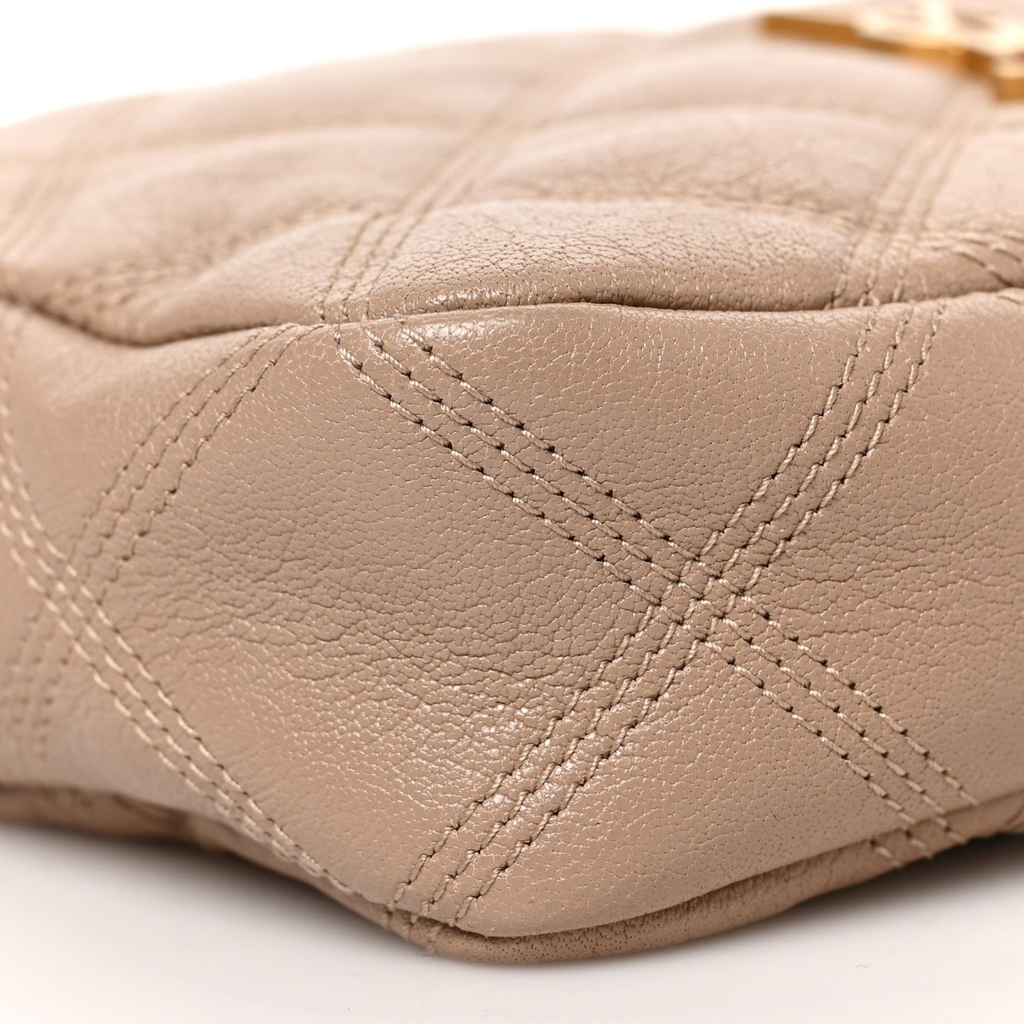 Grained Lambskin Quilted Mini Becky Double Zip Bag Natural Tan