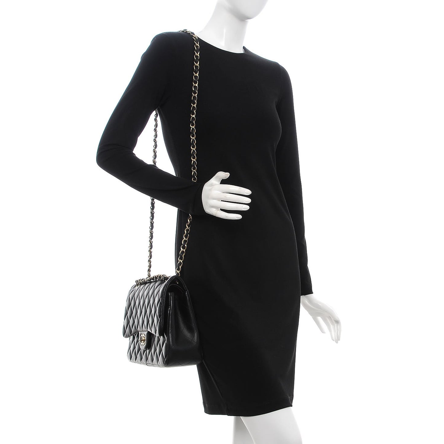 Lambskin Quilted Jumbo Double Flap Black