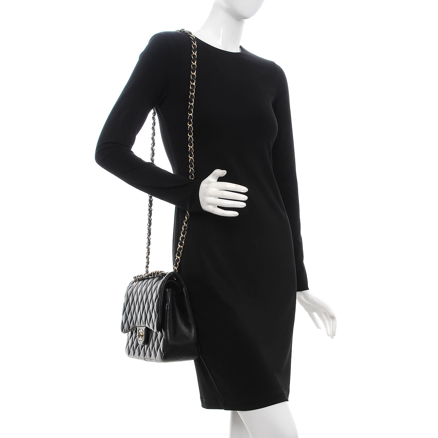 Chanel Lambskin Quilted Jumbo Double Flap Black 2 of 12