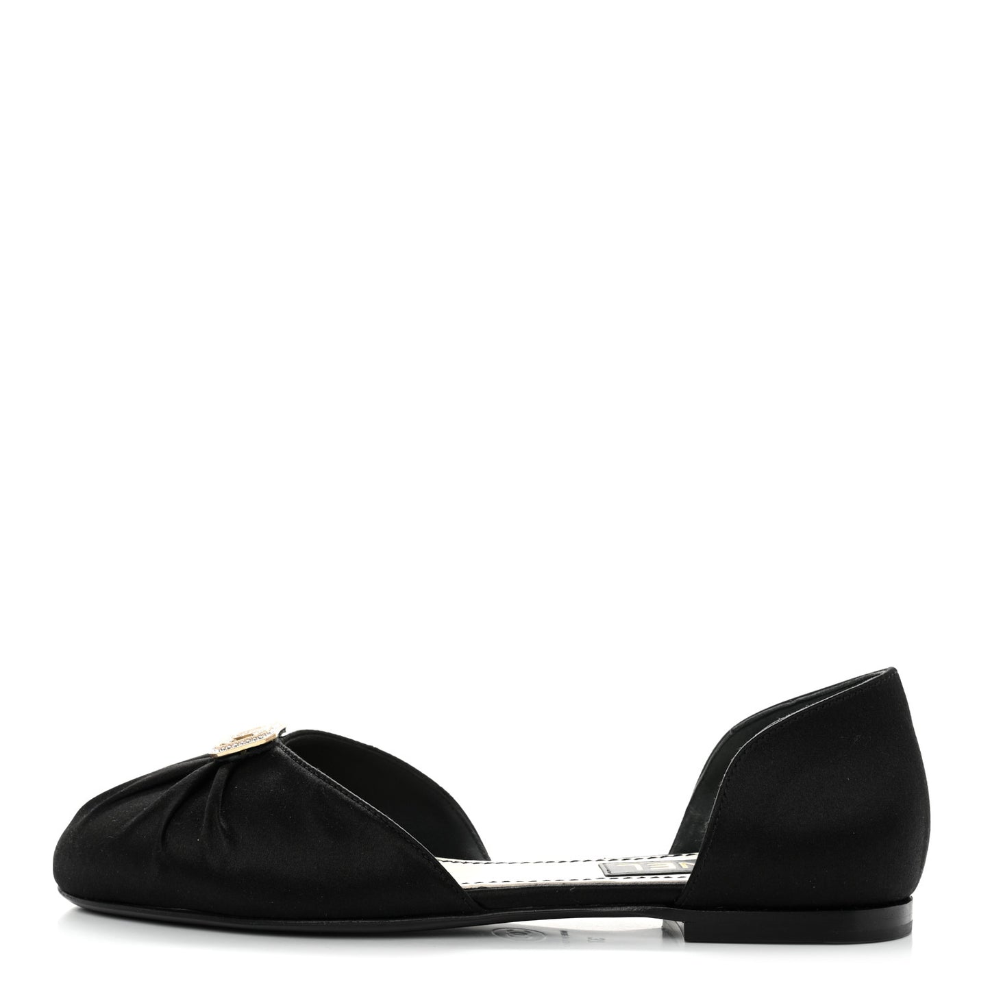 Satin Diamante CC Flats 37 Black