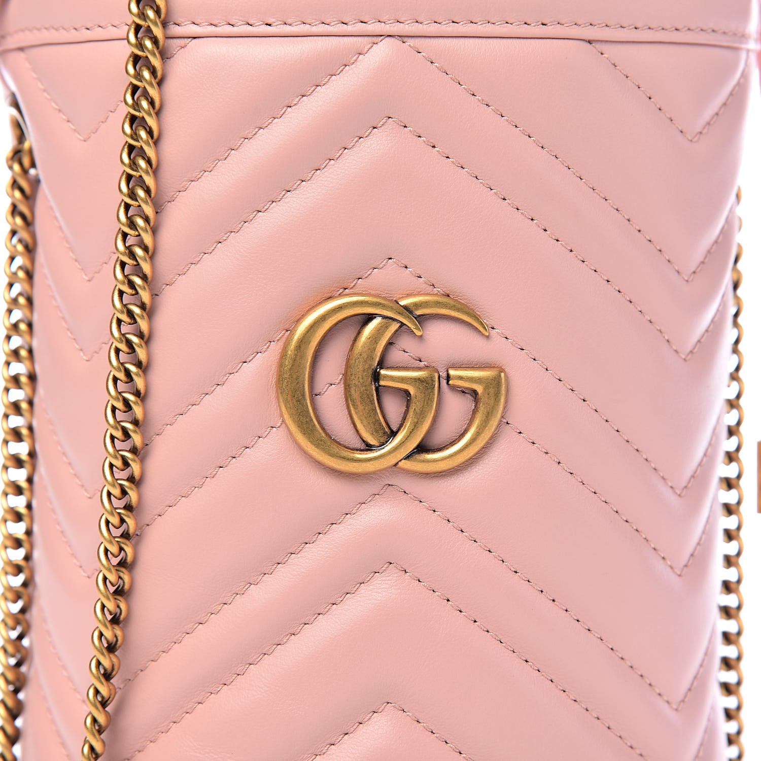 Gucci Calfskin Matelasse Mini GG Marmont 2.0 Bucket Bag Perfect Pink 9 of 9