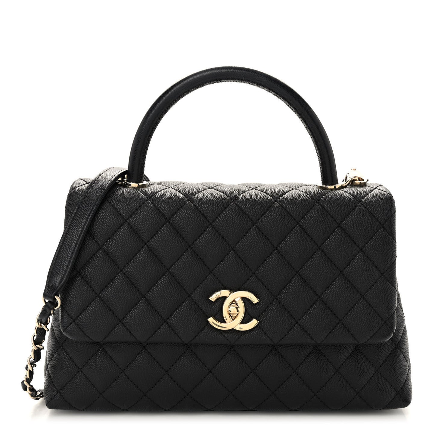 Caviar Quilted Small Coco Handle Flap Black