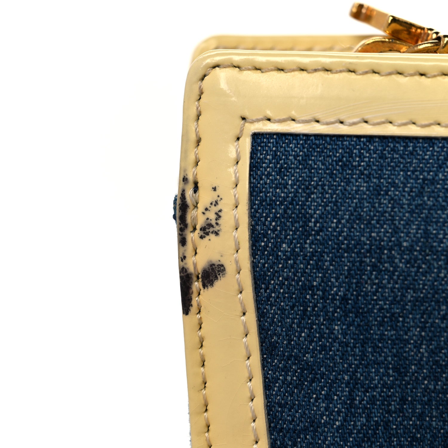 Christian Dior Denim Patent Diorella Rectangular Bag Blue 8 of 17