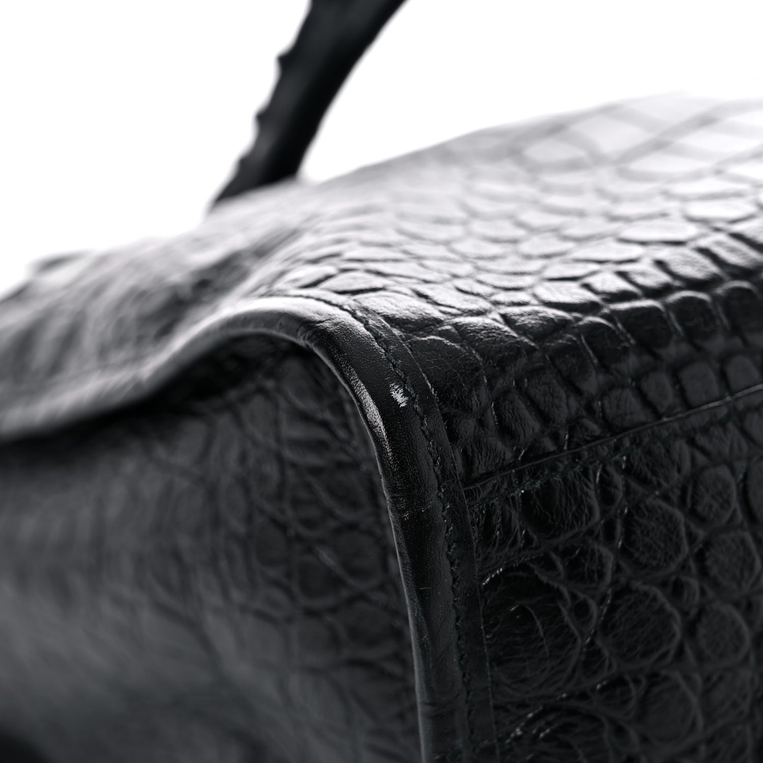 Balenciaga Calfskin Crocodile Embossed Classic Hardware City Black 10 of 13