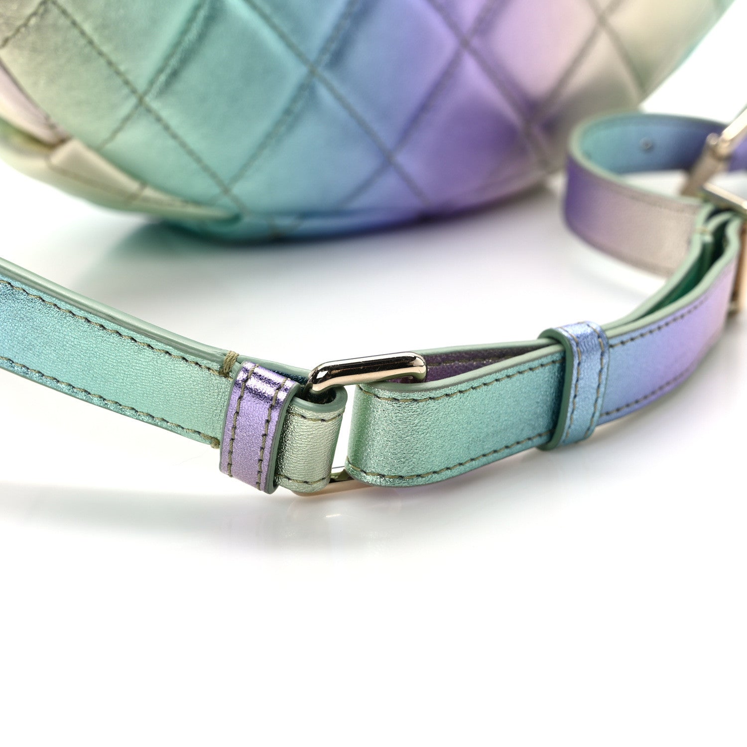 Chanel Gradient Metallic Lambskin Quilted Walking Mood Waist Bag Fanny Pack Pink Purple Green 10 of 10