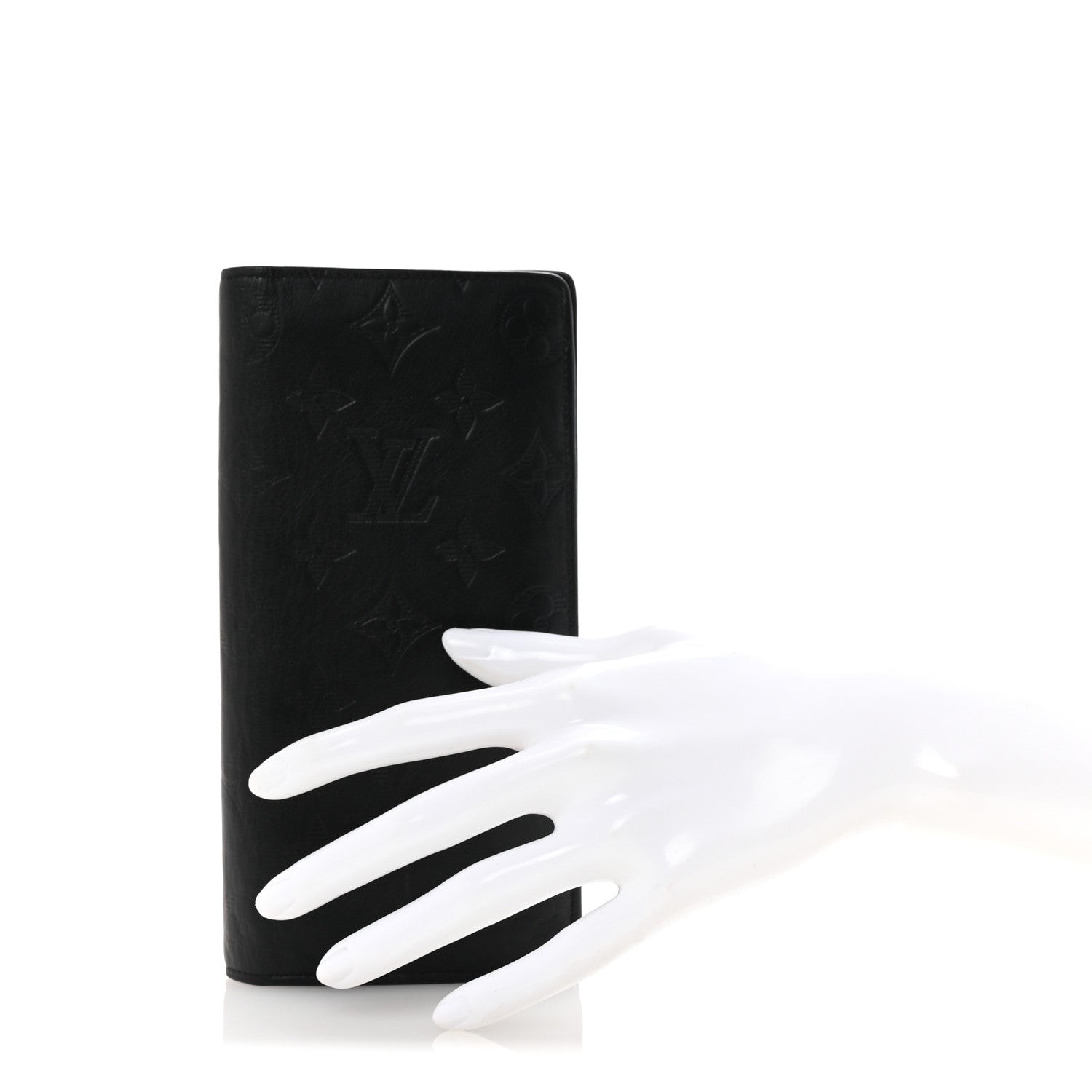 Louis Vuitton Calfskin Monogram Shadow Brazza Wallet Black 2 of 7