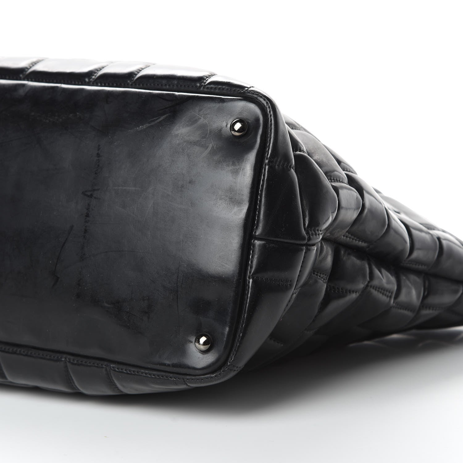 Chanel Vinyl Quilted Frozen Shopping Tote Black 10 of 16