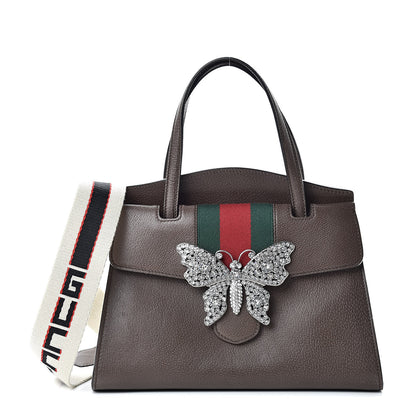 Gucci Textured Calfskin Web Crystal Butterfly Stripe Medium Totem Top Handle Bag New Acero 1 of 11