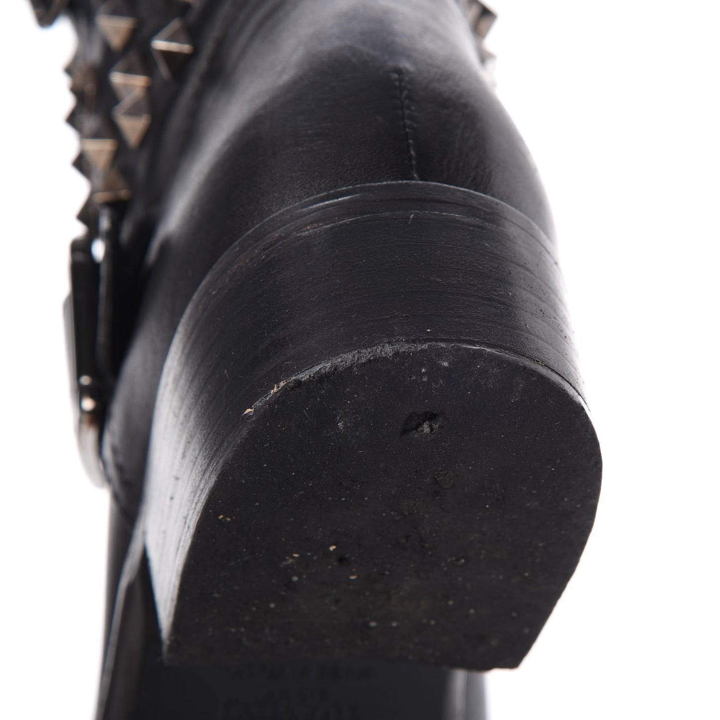 Calfskin Rockstud 30mm Biker Boots 38 Black