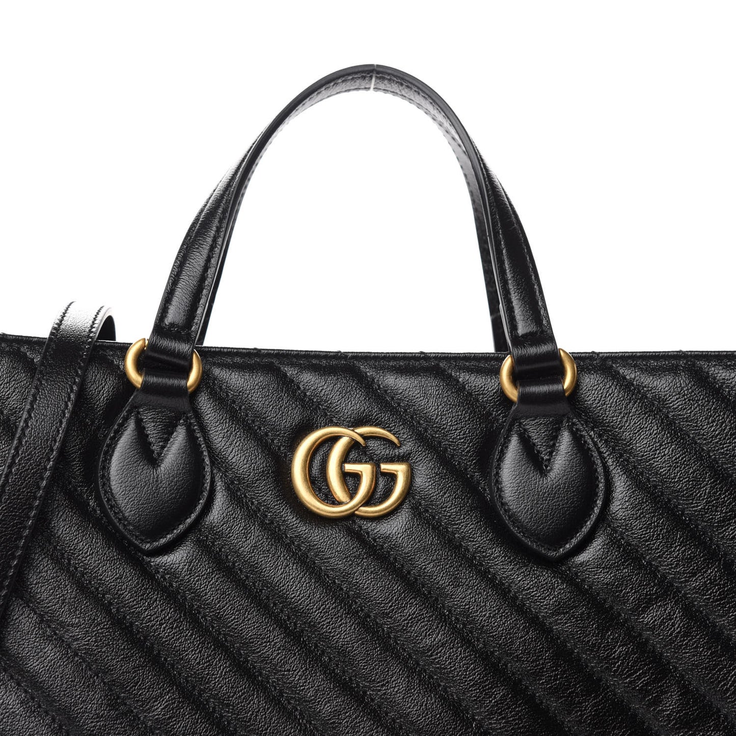 Azalea Calfskin Matelasse Diagonal GG Marmont Tote Bag Black