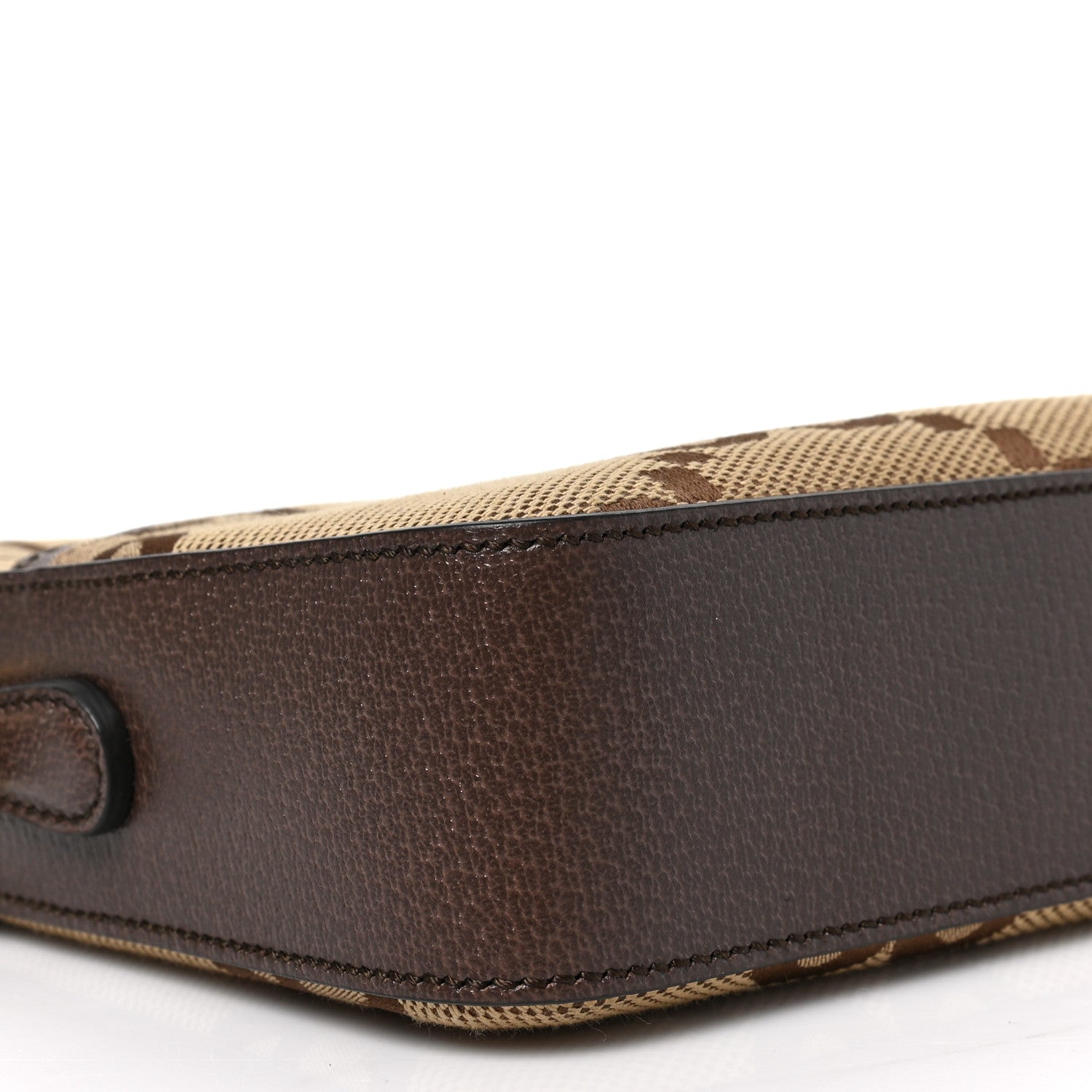 Gucci Monogram Jumbo GG Textured Dollar Calfskin Web Messenger Shoulder Bag Camel Ebony New Acero 7 of 8