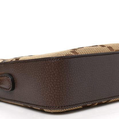 Gucci Monogram Jumbo GG Textured Dollar Calfskin Web Messenger Shoulder Bag Camel Ebony New Acero 7 of 8