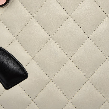 Chanel Calfskin Quilted Large Cambon Tote White Black 8 of 9