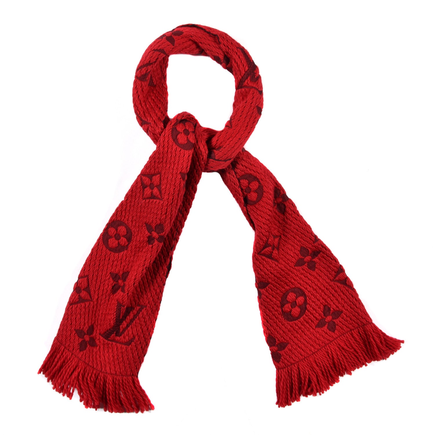 Louis Vuitton Wool Silk Logomania Scarf Rubis 1 of 3