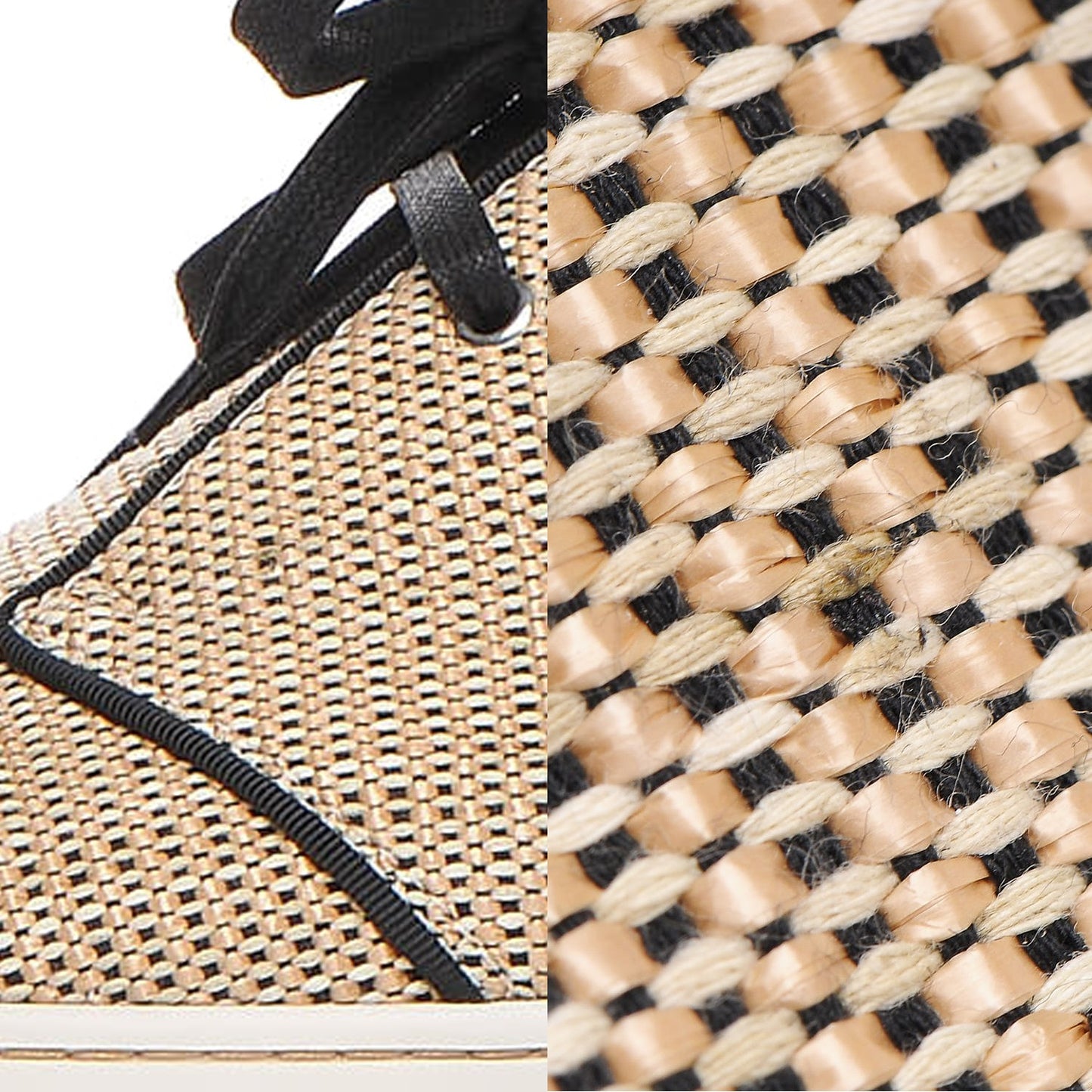 Mens Cotton Rafia Nono Flat Sneakers 45 Beige Black