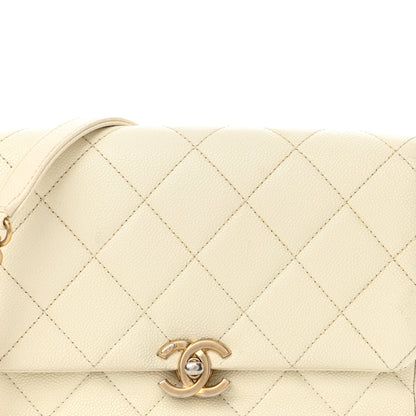 Chanel Shiny Caviar Quilted Small Chain Melody Flap White 9 of 16