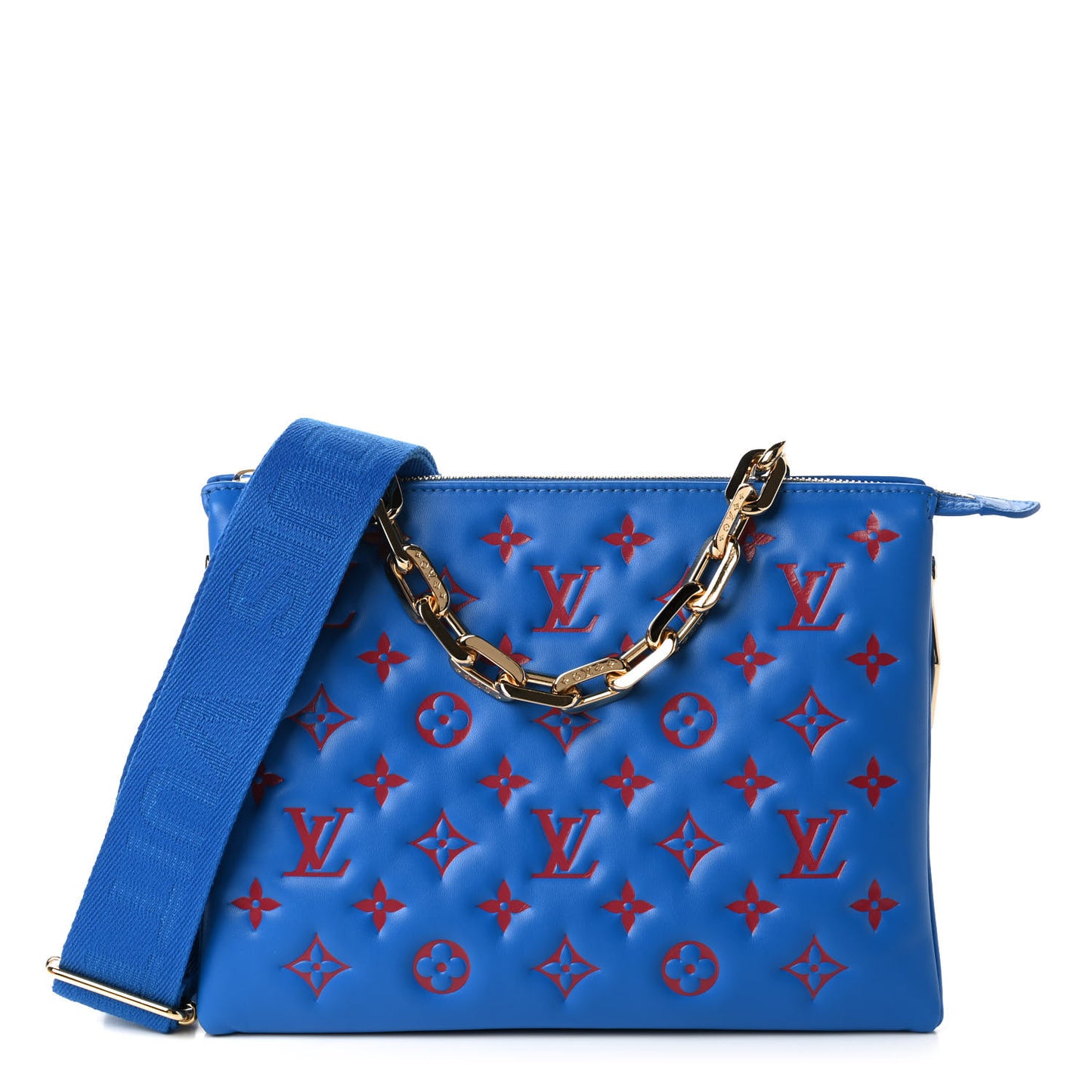 Lambskin Embossed Monogram Vuittamins Coussin PM Blue Red