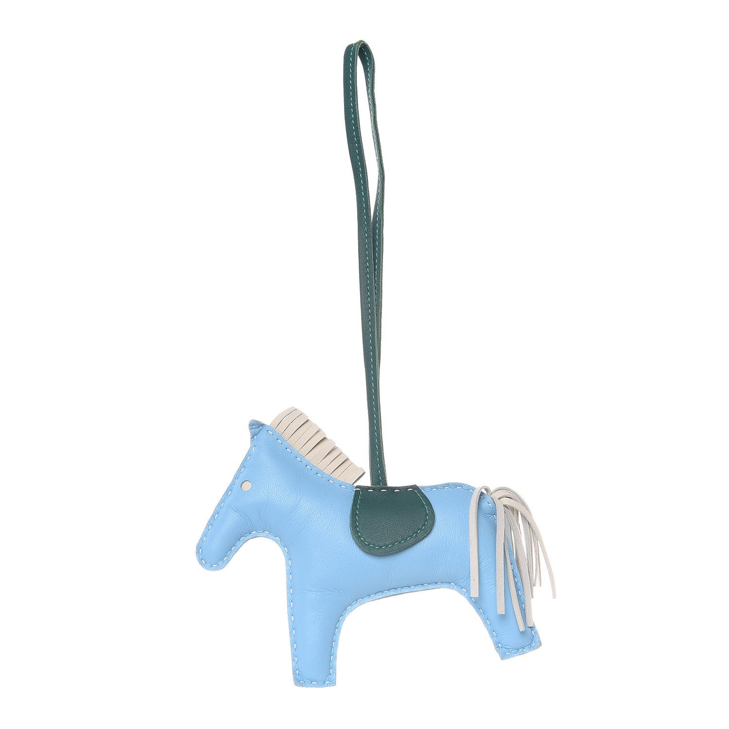 Milo Lambskin Grigri Rodeo Horse Bag Charm MM Celeste Malachite Craie
