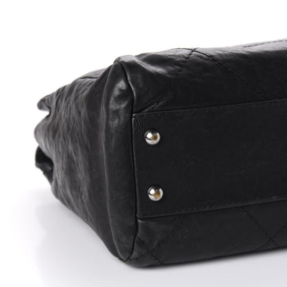 Chanel Washed Calfskin Diamond Stitch Large Hamptons Shopping Tote Black 6 of 14