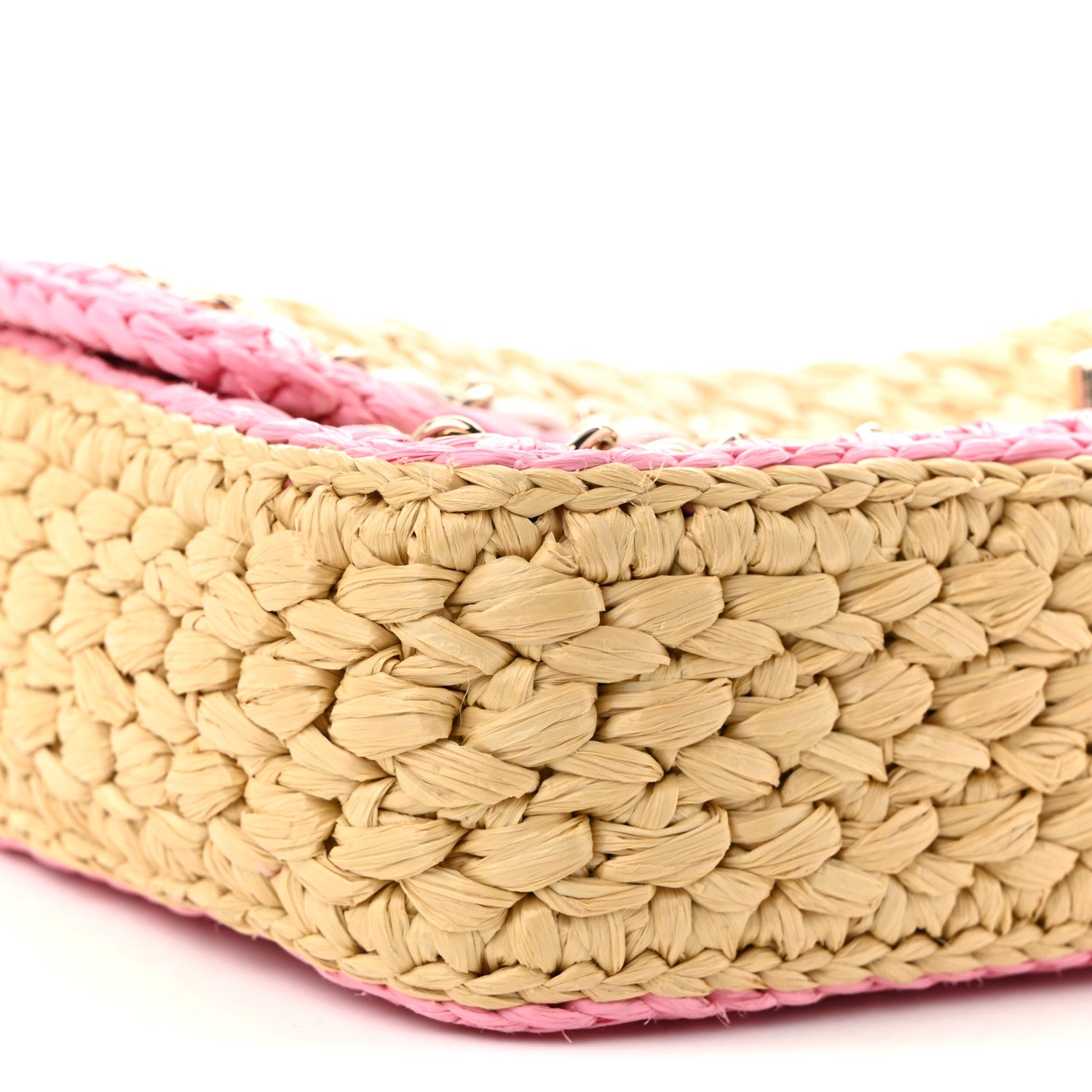 Chanel Raffia Chain Venice Beach Flap Bag Beige Pink 9 of 11