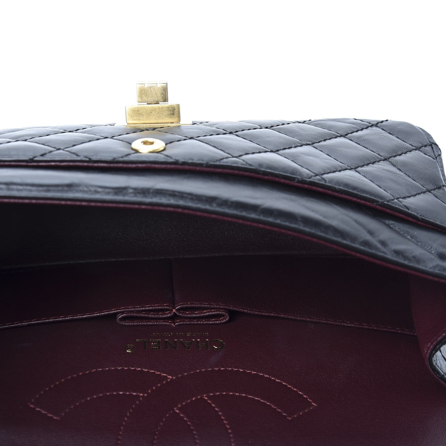 Aged Calfskin Quilted 2.55 Reissue 225 Flap Black