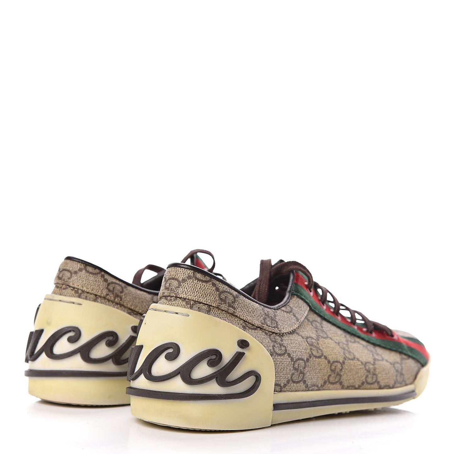 GG Monogram Web Womens Script Sneakers 38 Brown