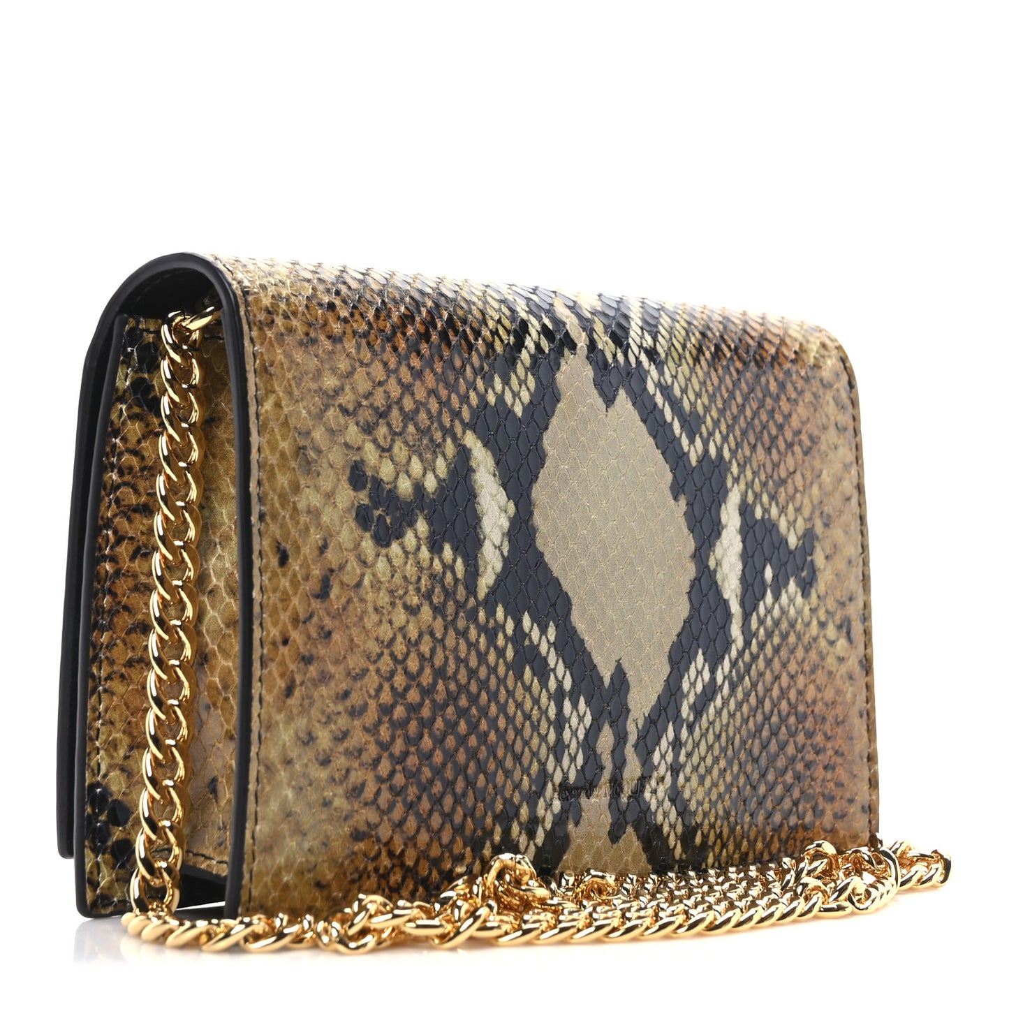 Calfskin Snakeskin Embossed Skull Mini Crossbody Bag Brown