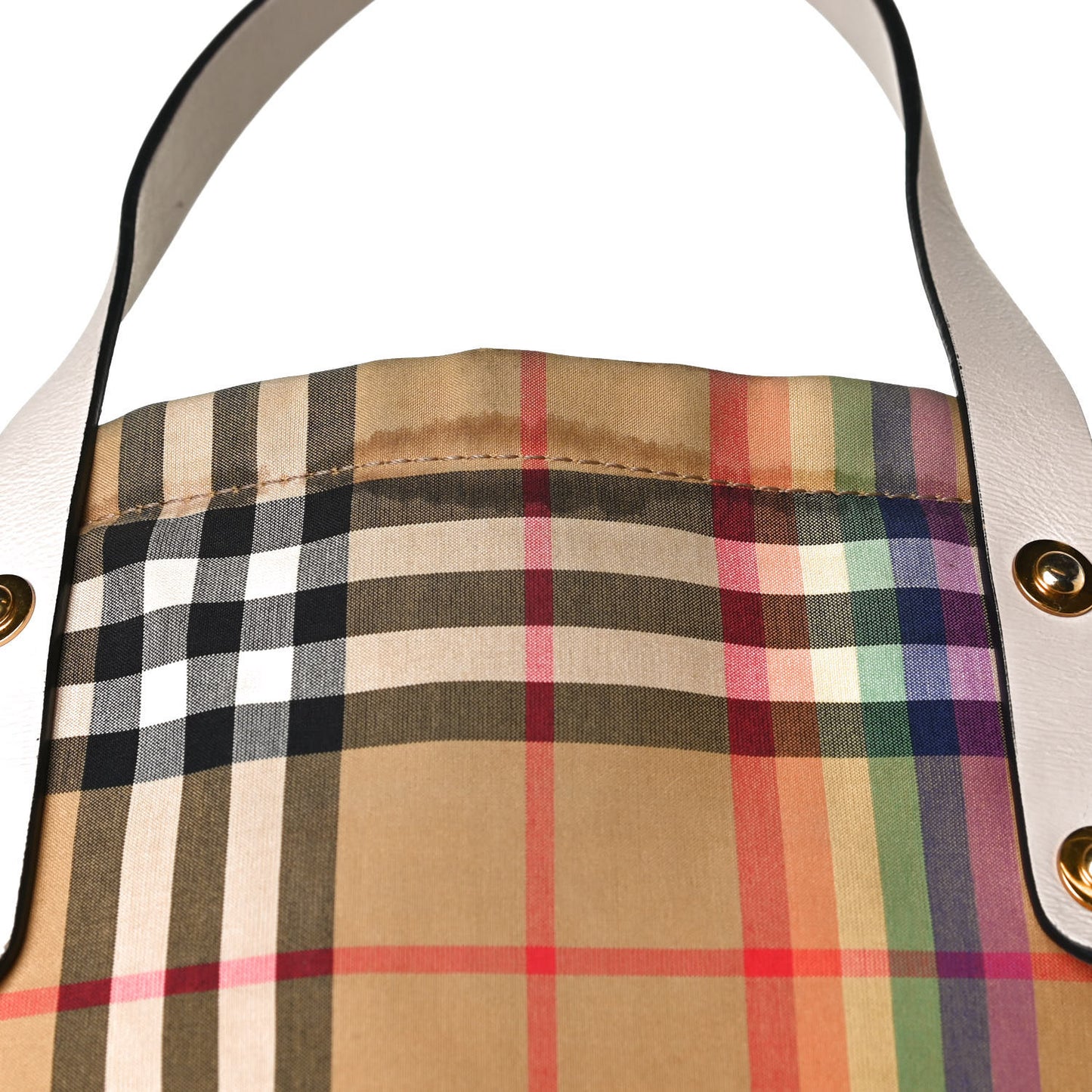 Vintage Rainbow Check Shopper Tote White