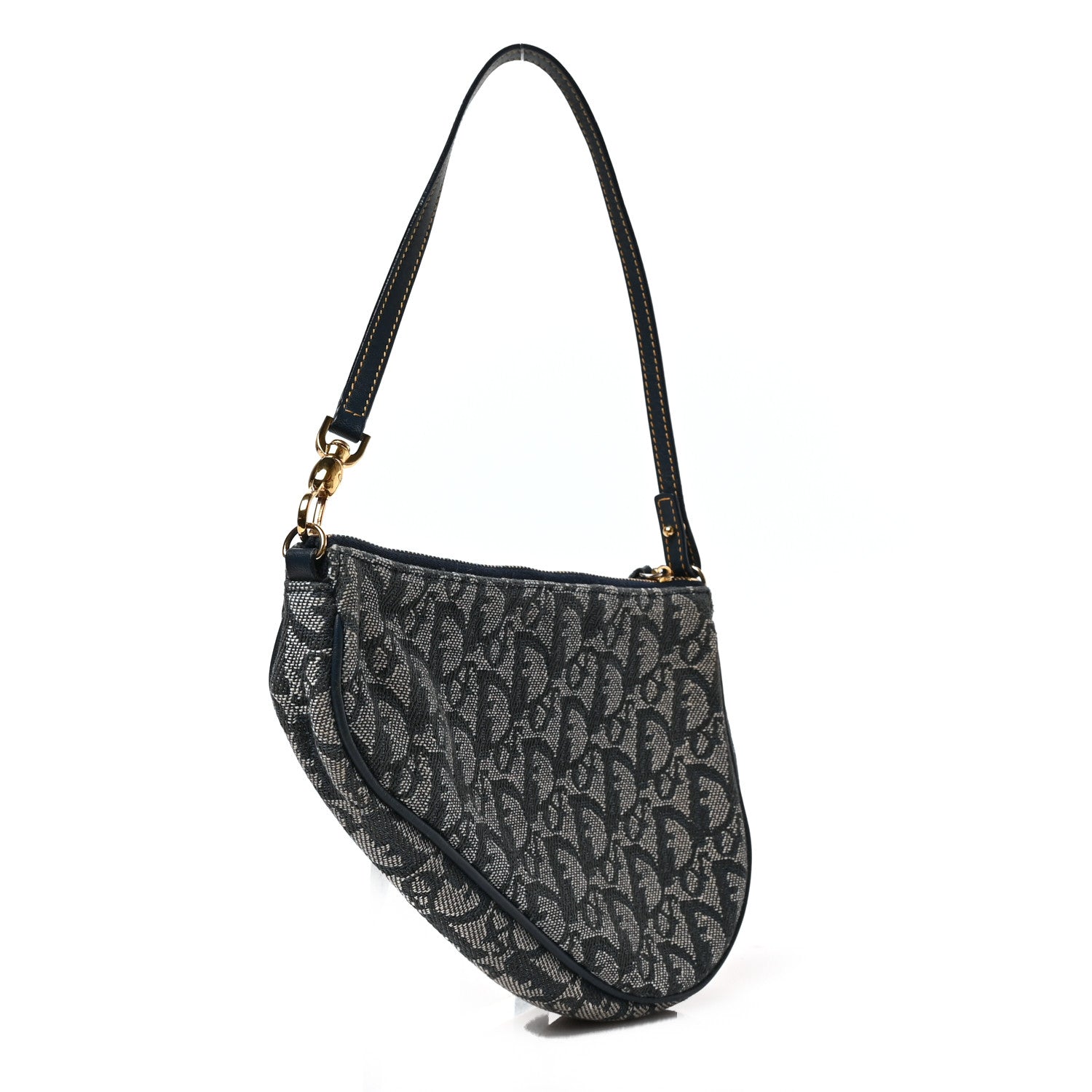 Christian Dior Monogram Mini Saddle Pochette Navy 3 of 8