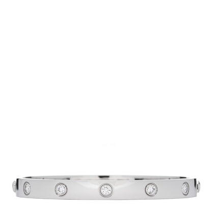 Cartier 18K White Gold 10 Diamond LOVE Bracelet 1 of 8